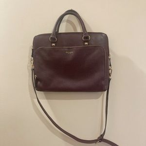 Henri Bendel Burgundy Brief Case / Cross Body Bag (slim)